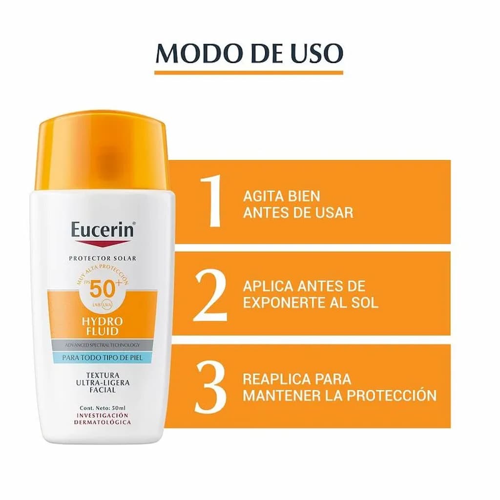 Protector Solar Eucerin Sun Hydro Fluid Fps 50 modo de uso
